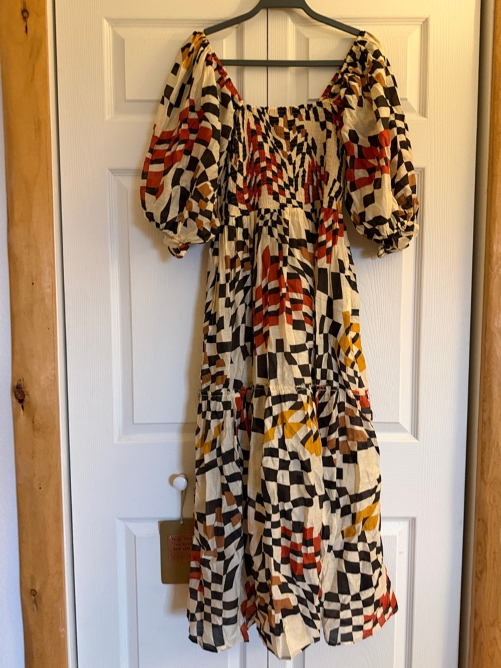 Fate patterned Maxi Dress with Red, Mustard & Black Print